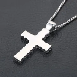 Vintage cross pendant - stainless steel necklace