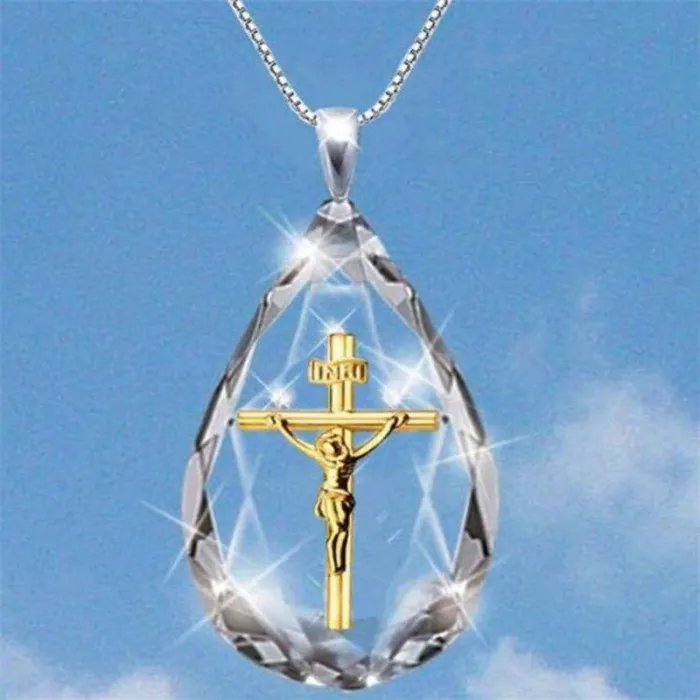 Ciondolo di diamanti in cristallo - collana d'argento - croce - delfino - albero