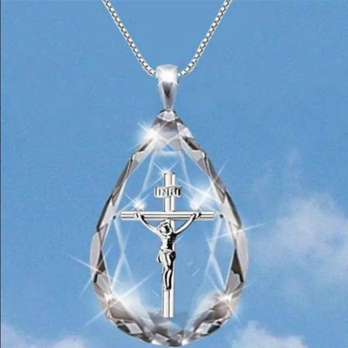 Kristall diamantpendel - silverhalsband - kors - delfin - träd