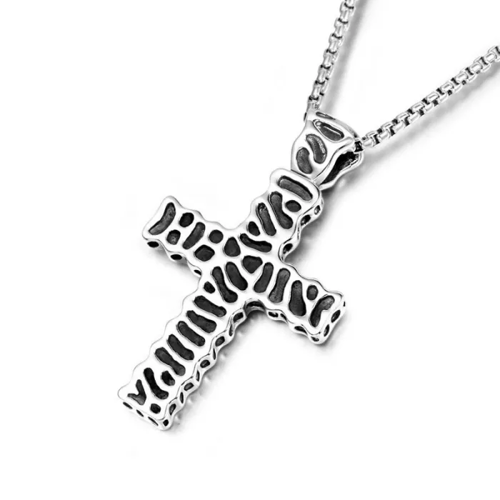 Vintage cross pendant - stainless steel necklace