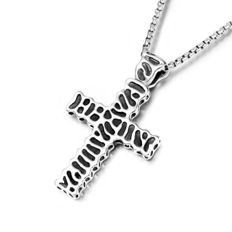 Vintage cross pendant - stainless steel necklace