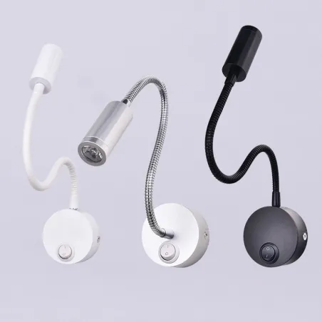 LED moderne Lampes murales - Tube flexible - 3W - noir - blanc