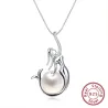 Pendant with mermaid & pearl - necklace - 925 sterling silver