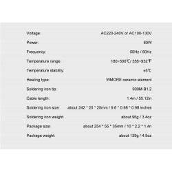 80W elektrische soldeerbout - LCD display - instelbare temperatuur - 110V / 220VSoldeerbouten