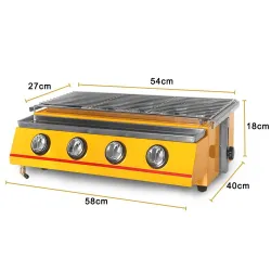 BBQ grill - four extérieur - acier inoxydable & verre - LPG 4 brûleurs gaz
