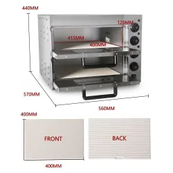 Electric oven - for pizza / chicken / bread - stainless steel - double-layerBakeware