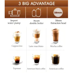 Macchina per il caffè con schiuma di latte per espresso / cappuccino - 15 Bar - 220V
