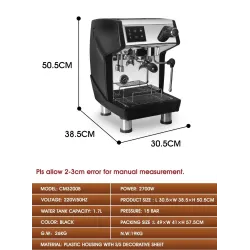 Koffiezetapparaat machine met melkopschuimer voor espresso / cappuccino - 15 Bar - 220Vkoffiewaren