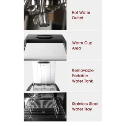 Coffee maker machine with milk frother for espresso / cappuccino - 15 Bar - 220V
