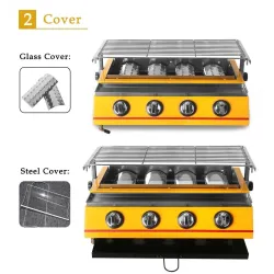 Grill - Außenofen - Edelstahl & Glas - LPG 4 Brenner Gas