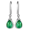 AretesElegante pendientes largas con cristal verde - plata de ley 925