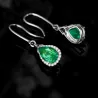 AretesElegante pendientes largas con cristal verde - plata de ley 925