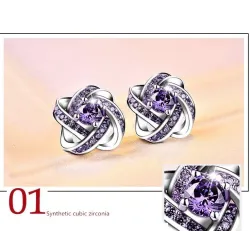 AretesPendientes redondos exclusivos con cristales - plata de ley 925