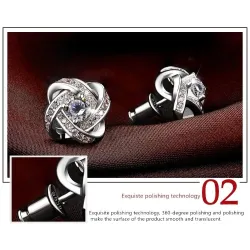 AretesPendientes redondos exclusivos con cristales - plata de ley 925