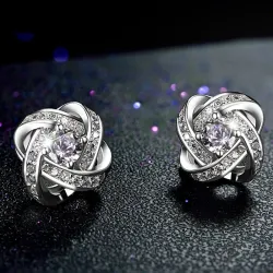 AretesPendientes redondos exclusivos con cristales - plata de ley 925