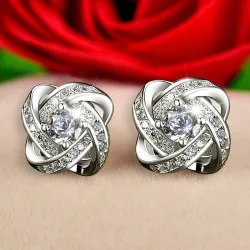 AretesPendientes redondos exclusivos con cristales - plata de ley 925
