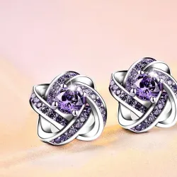 AretesPendientes redondos exclusivos con cristales - plata de ley 925