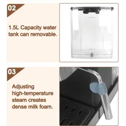 Machine à café - mousse de lait - moulin à café - 20 bar - 220V
