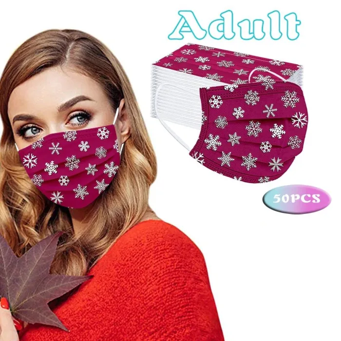 50 pièces - masque antibactérien jetable - 3 couches - unisex - motifs de Noël