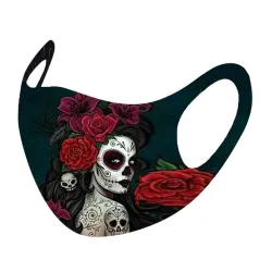 Maschera protettiva viso / bocca - riutilizzabile - cotone - motivo cranio