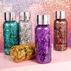 Liquid glitter - geelimeikki - silmäluomet