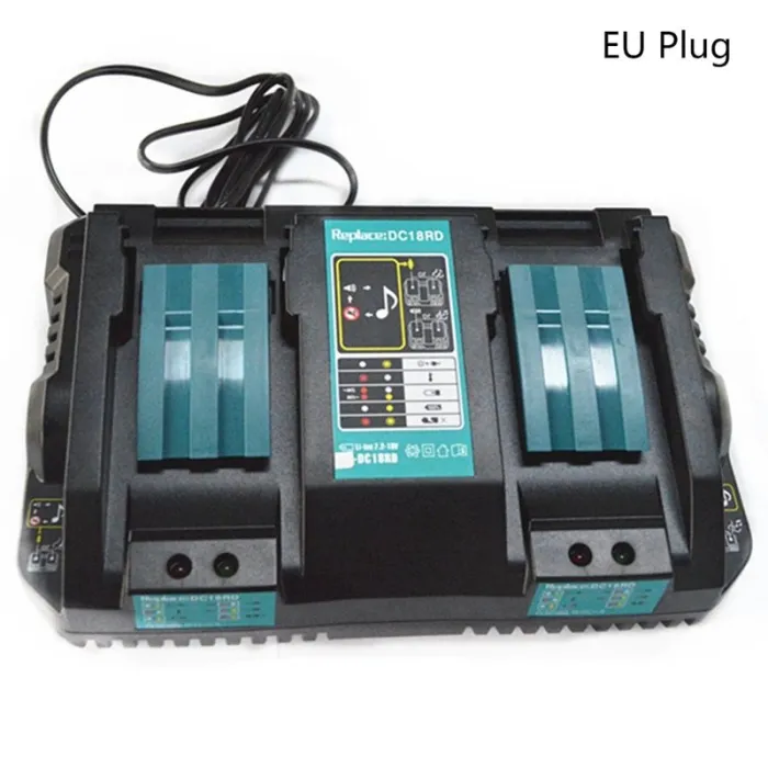 Electrónica & HerramientasCargador de batería doble para Makita 14.4V - 18V - BL1830 - Bl1430 - DC18RC - Enchufe de la UE