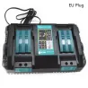 Electrónica & HerramientasCargador de batería doble para Makita 14.4V - 18V - BL1830 - Bl1430 - DC18RC - Enchufe de la UE