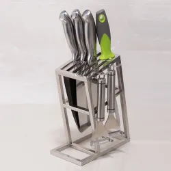 Porte couteaux - 6 trous - rack de rangement en acier inoxydable