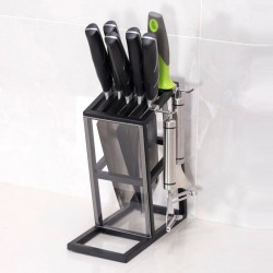Suporte de facas - 6 furos - rack de armazenamento de cozinha de aço inoxidável