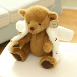 Plush teddy bear with white coat - toy