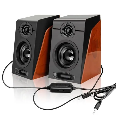 Wood grain speakers - bass stereo - computer speakers
