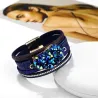 Grand cristal de pierre - bracelets en plastique - cuir