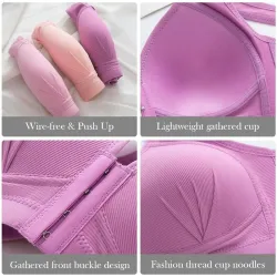 Sexig push-up bra - plus storlek - främre stängning - trådfri - sömlös
