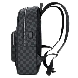 Polo ryggsäck - plaid design - USB laddningsport - vattentät
