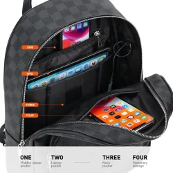 Polo backpack - plaid design - USB latausportti - vedenpitävä