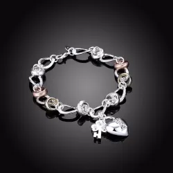 PulseraPulsera exclusiva con cierre de cristal en forma de corazón - plata de ley 925