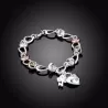Exklusivt armband med en hjärtformad kristall hänglås - 925 sterlingsilver