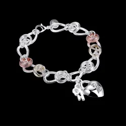 Exklusivt armband med en hjärtformad kristall hänglås - 925 sterlingsilver
