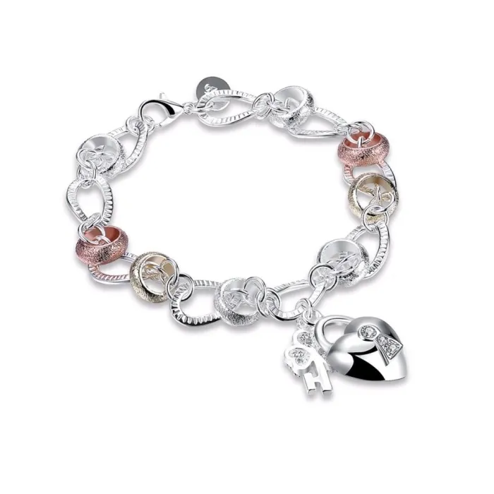Bracelet exclusif avec un cadenas en forme de coeur - argent 925 sterling