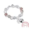 Exclusive bracelet with a heart-shaped crystal padlock - 925 sterling silver