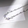 Elegancka bransoletka z czterolistną koniczyną i kryształami - srebro próby 925Bransoletki