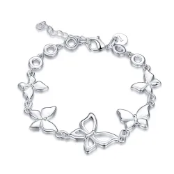 Pulseira na moda com borboletas - 925 prata esterlina
