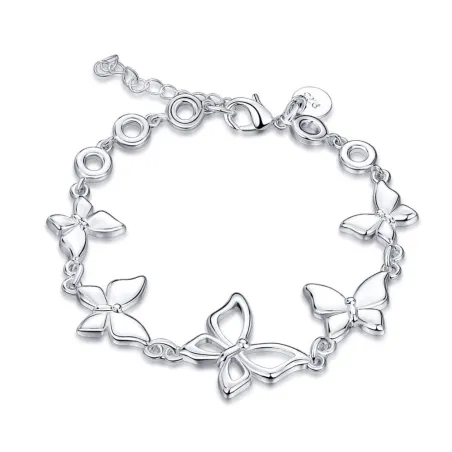 Trendy-ranneke perhonen - 925 sterling hopea