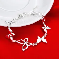PulseraPulsera de moda con mariposas - 925 plata de ley
