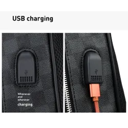 Polo ryggsäck - plaid design - USB laddningsport - vattentät