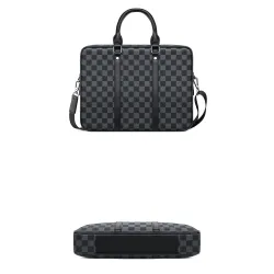 Classic business bag - plaid leather - briefcase
