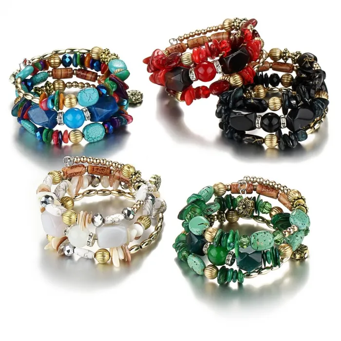 Perles multicolores - bracelets de charme - pierre résine