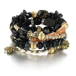Multifärgade pärlor - charm armband - hartssten