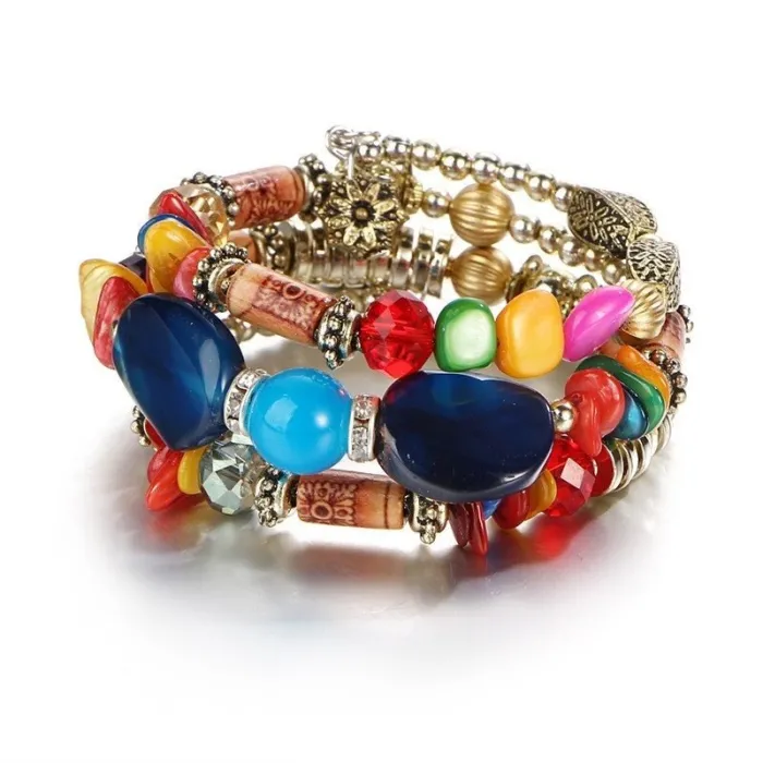 Multifärgade pärlor - charm armband - hartssten