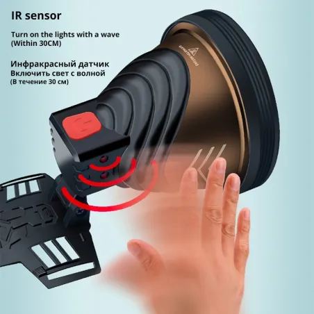 Lampe de tête puissante - son capteur - 4-core super lumineux - étanche